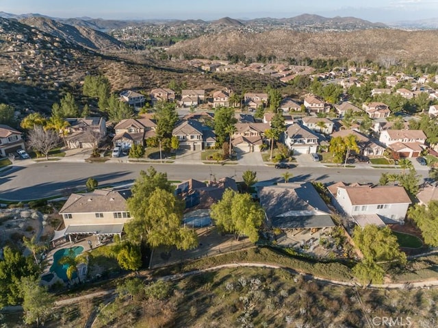 aerial view featuring a residential view and a mountain view