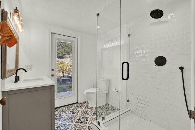 29345 Wilkes Rd, Valley Center, CA 92082 - full bathroom featuring a stall shower, vanity, and tile patterned floors