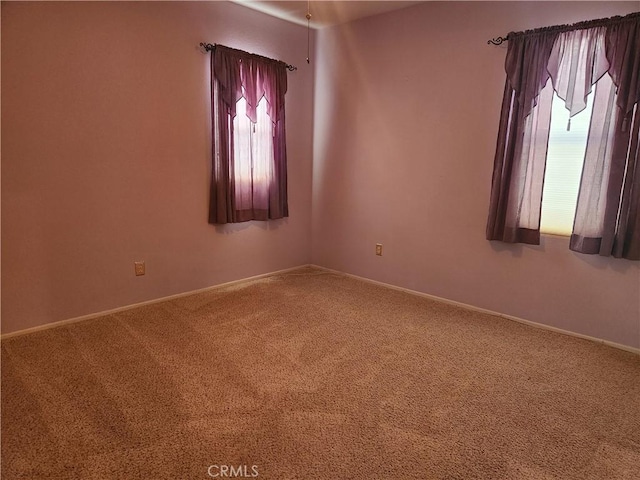 carpeted empty room featuring baseboards and a wealth of natural light