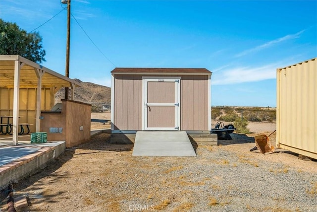 view of shed