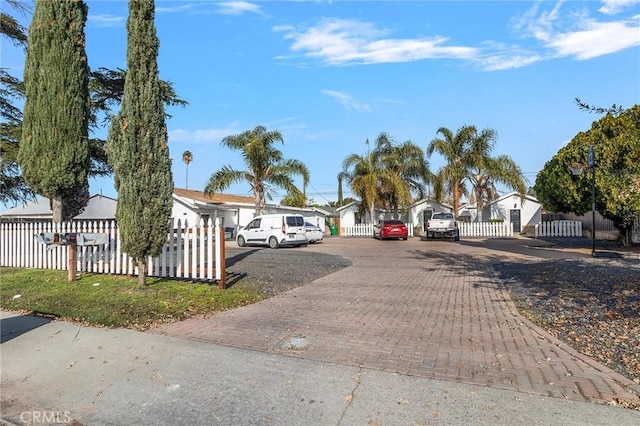 view of road with a residential view