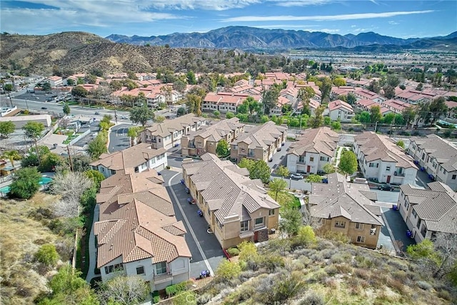 bird's eye view featuring a mountain view and a residential view