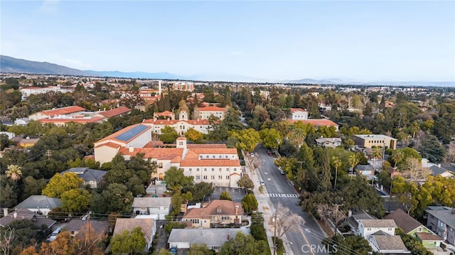 aerial view with a mountain view