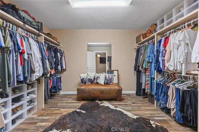 spacious closet with wood finished floors