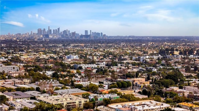 birds eye view of property featuring a city view