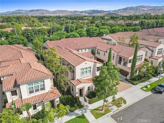 bird's eye view with a residential view and a mountain view