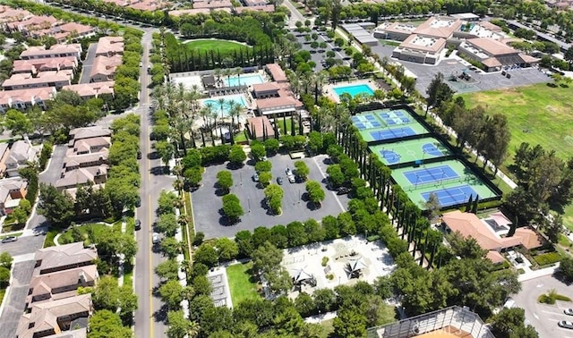 birds eye view of property with a residential view