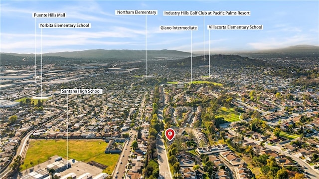 aerial view featuring a mountain view