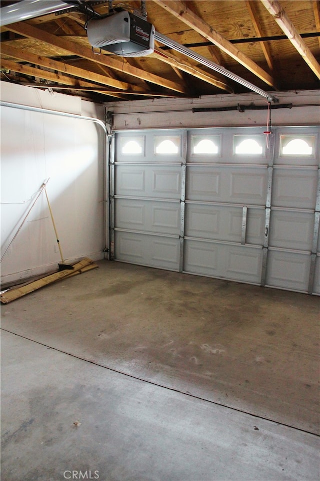 garage with a garage door opener