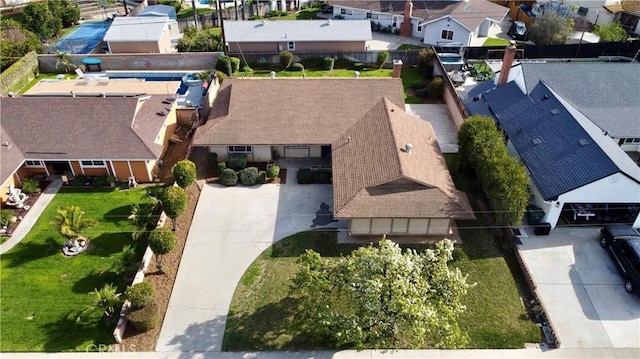 bird's eye view featuring a residential view