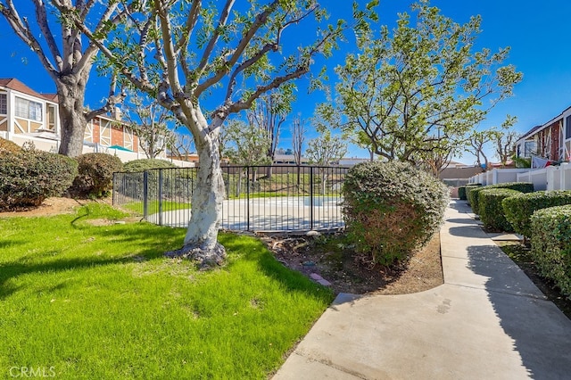 surrounding community featuring a yard and fence