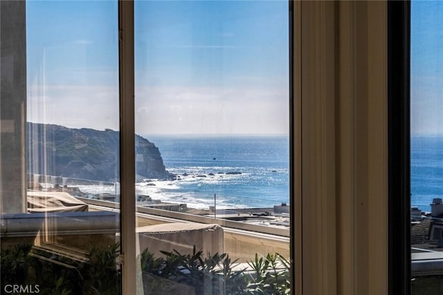 property view of water with a beach view