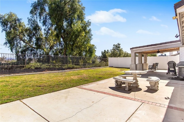 view of patio featuring a fenced backyard