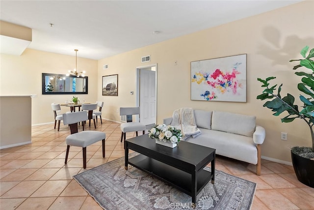 1703 Solvay Aisle Unit 106, Irvine, CA 92606 - living area with light tile patterned flooring and a chandelier