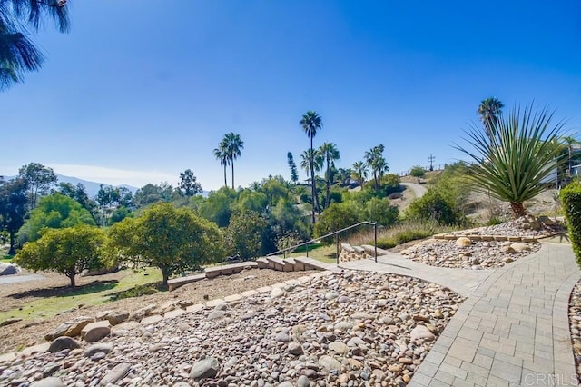 view of community featuring a mountain view