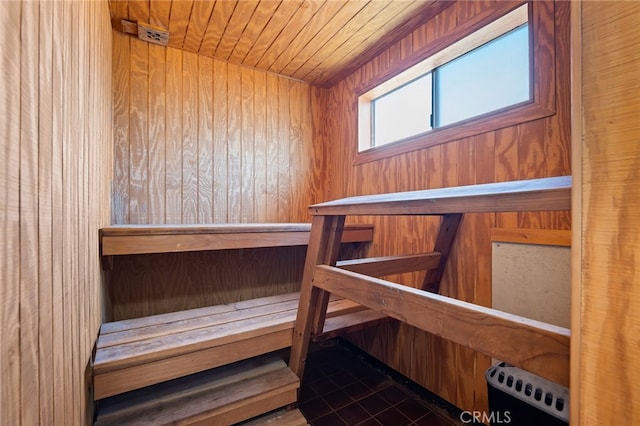 view of sauna featuring tile patterned flooring