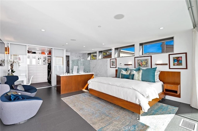 bedroom featuring visible vents and recessed lighting