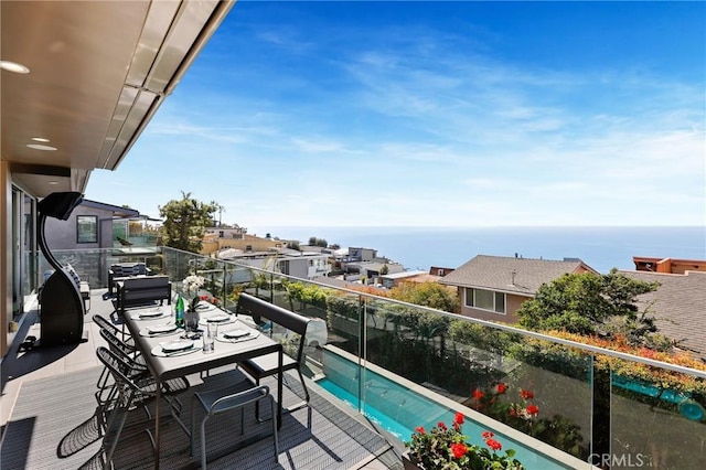 balcony with a water view