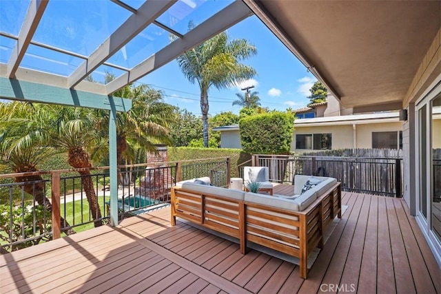 26925 Calle Dolores, Dana Point, CA 92624 - wooden terrace featuring an outdoor living space and a pergola
