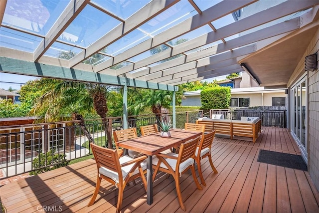 26925 Calle Dolores, Dana Point, CA 92624 - wooden deck featuring outdoor dining area and a pergola
