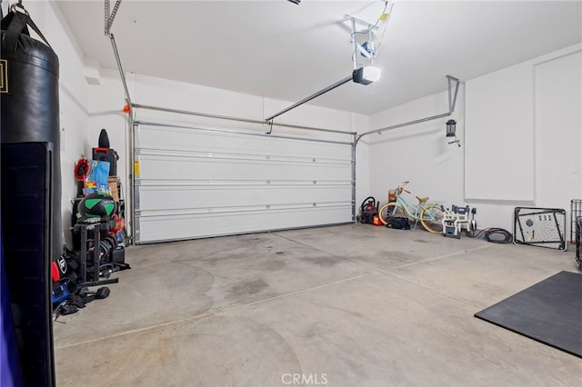 garage with a garage door opener