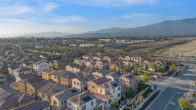 drone / aerial view with a mountain view