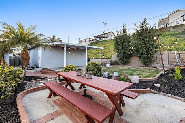 view of patio / terrace with outdoor dining space and a fenced backyard