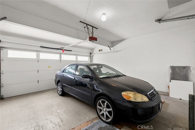 garage with a garage door opener