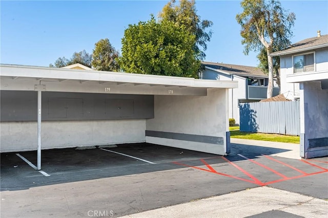 view of covered parking lot