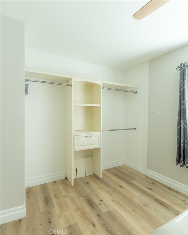 spacious closet with light wood finished floors