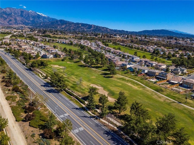 aerial view featuring a residential view and a mountain view