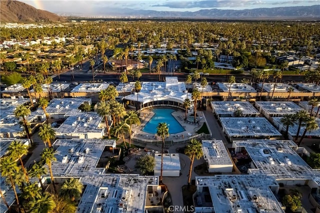 bird's eye view with a mountain view