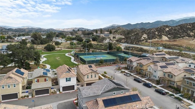 aerial view with a residential view and a mountain view