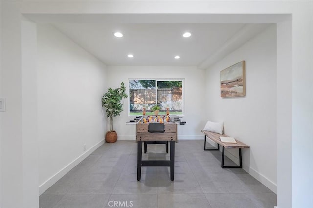 home office featuring baseboards and recessed lighting