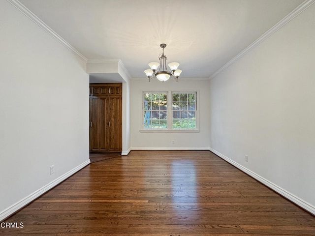 5028 El Adobe Ln, La Crescenta, CA 91214 - unfurnished dining area with crown molding, a chandelier, and dark wood finished floors
