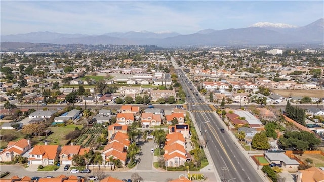 bird's eye view with a residential view and a mountain view