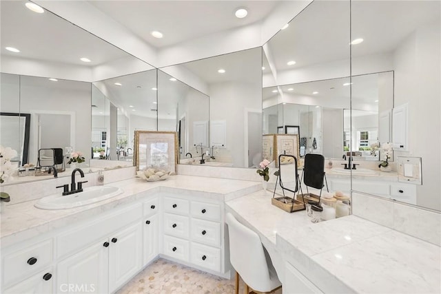 full bath with recessed lighting and vanity