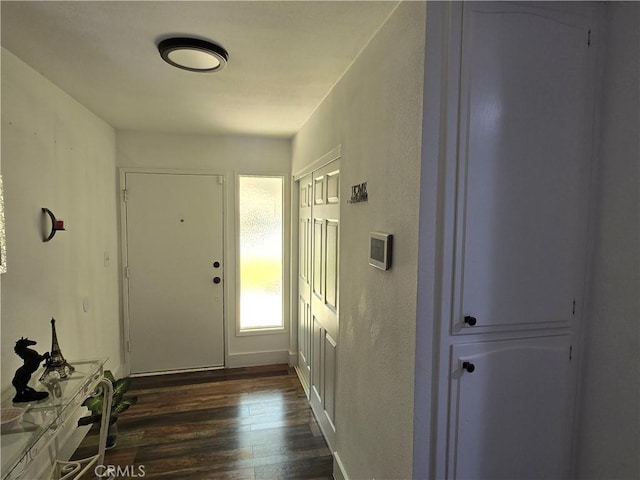 entrance foyer with dark wood-style floors