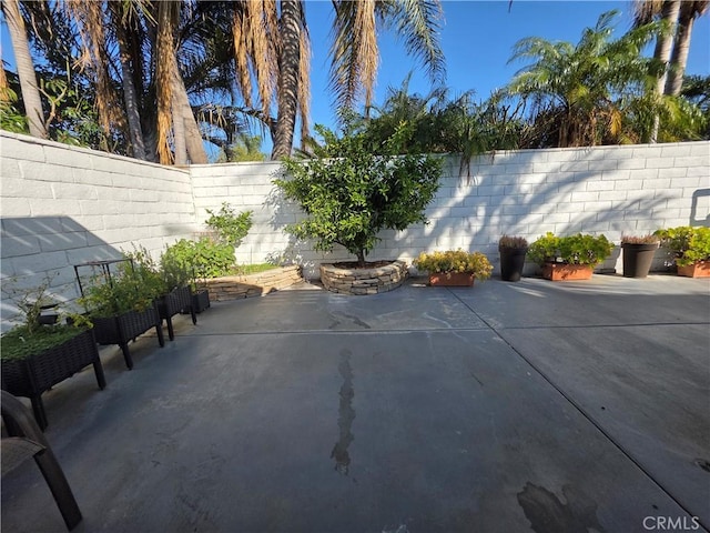 view of patio featuring a fenced backyard