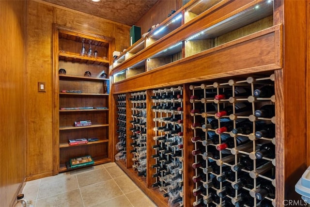 wine room with light tile patterned flooring