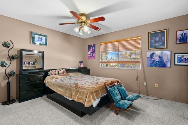 bedroom with carpet and ceiling fan