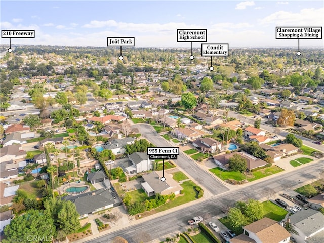 aerial view with a residential view