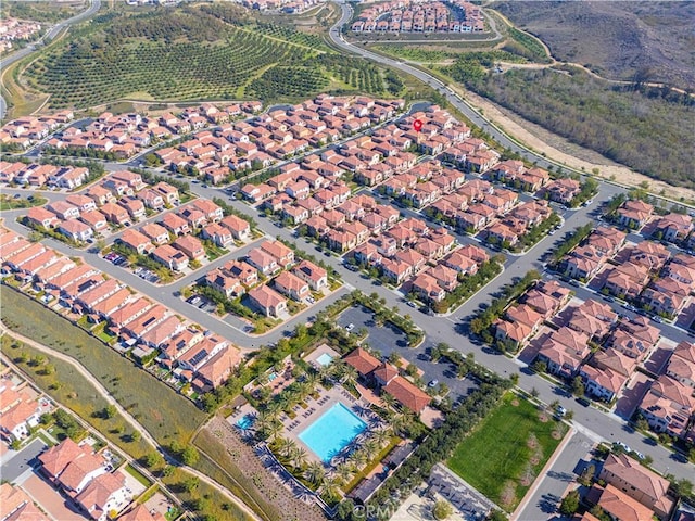 aerial view featuring a residential view