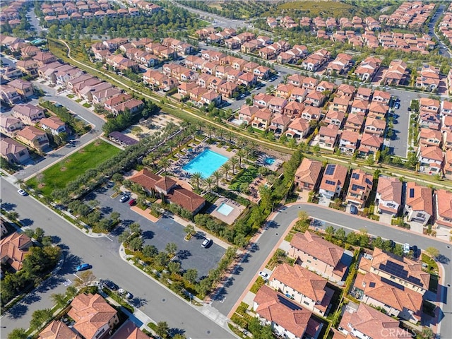 drone / aerial view with a residential view