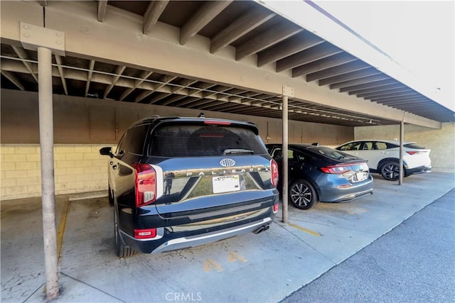 view of covered parking lot