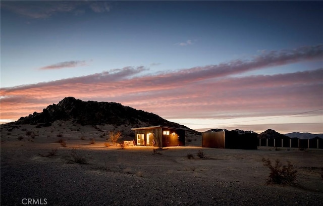 exterior space featuring a mountain view