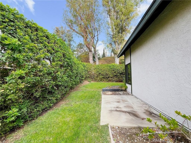 view of yard with a patio area and a fenced backyard