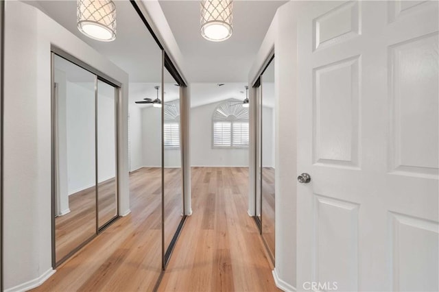 hall featuring light wood finished floors