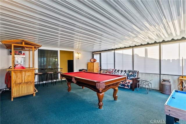 recreation room featuring carpet floors and billiards