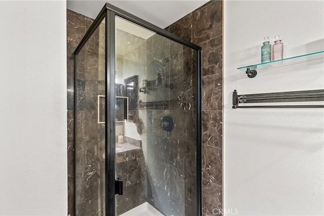 bathroom with a shower stall